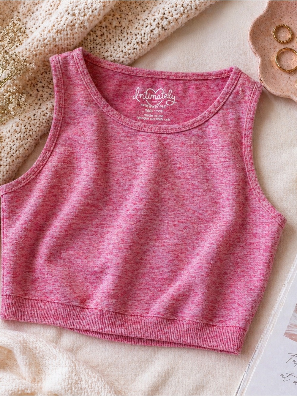Intimately Free People Pink Crop Tank XS S Soft Lounge